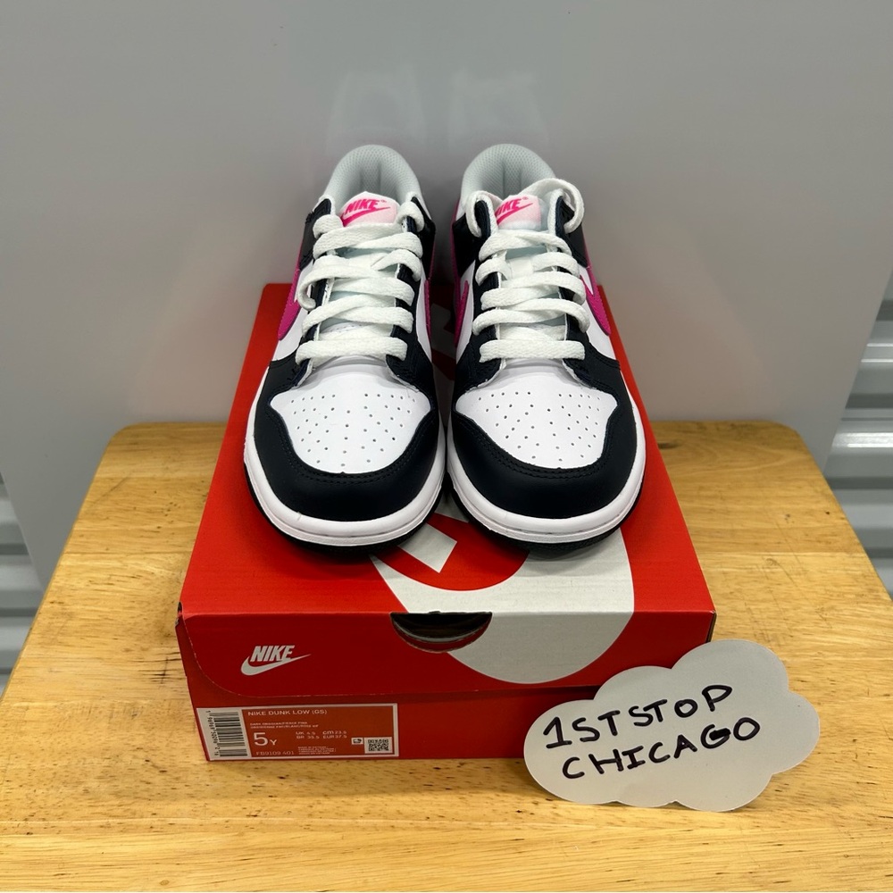 Nike Dunk Low GS Dark Obsidian Fierce Pink FB9109-401 Size 5Y/6.5W NEW - Picture 2 of 8